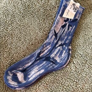 Free People Blue and Cream Floral Socks